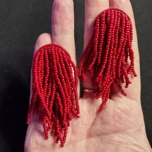 Sugarfix Vibrant Red Beaded Earrings